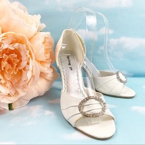 Spring White Embellished D Orsay Heels Sandals